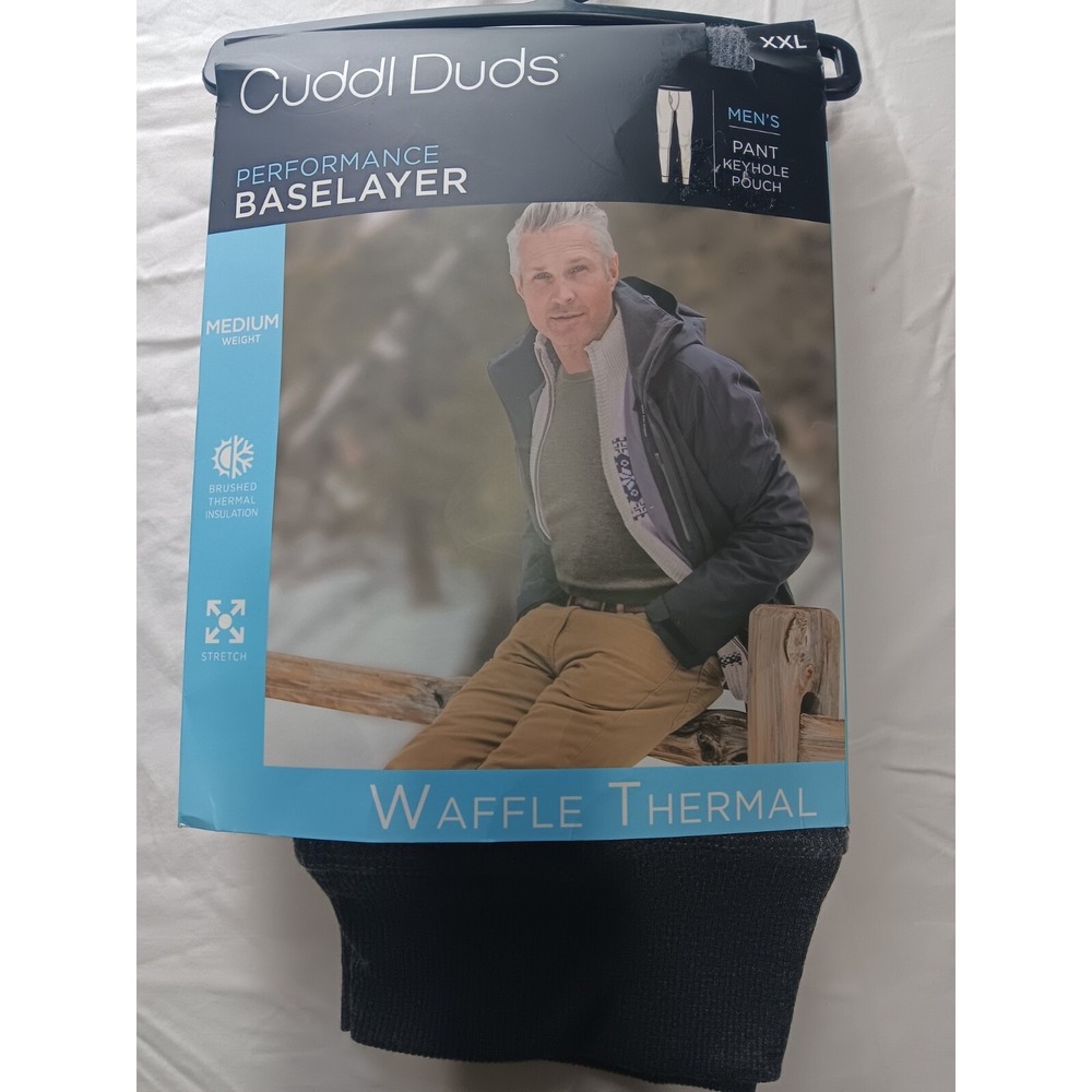 Cuddl Duds Men's XXL Gray Waffle Thermal Pajama Pants Elastic Waist Pockets‎
